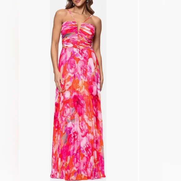 Xscape | Dresses | Xscape Evenings Floral Pleated Chiffon Gown | Poshmark